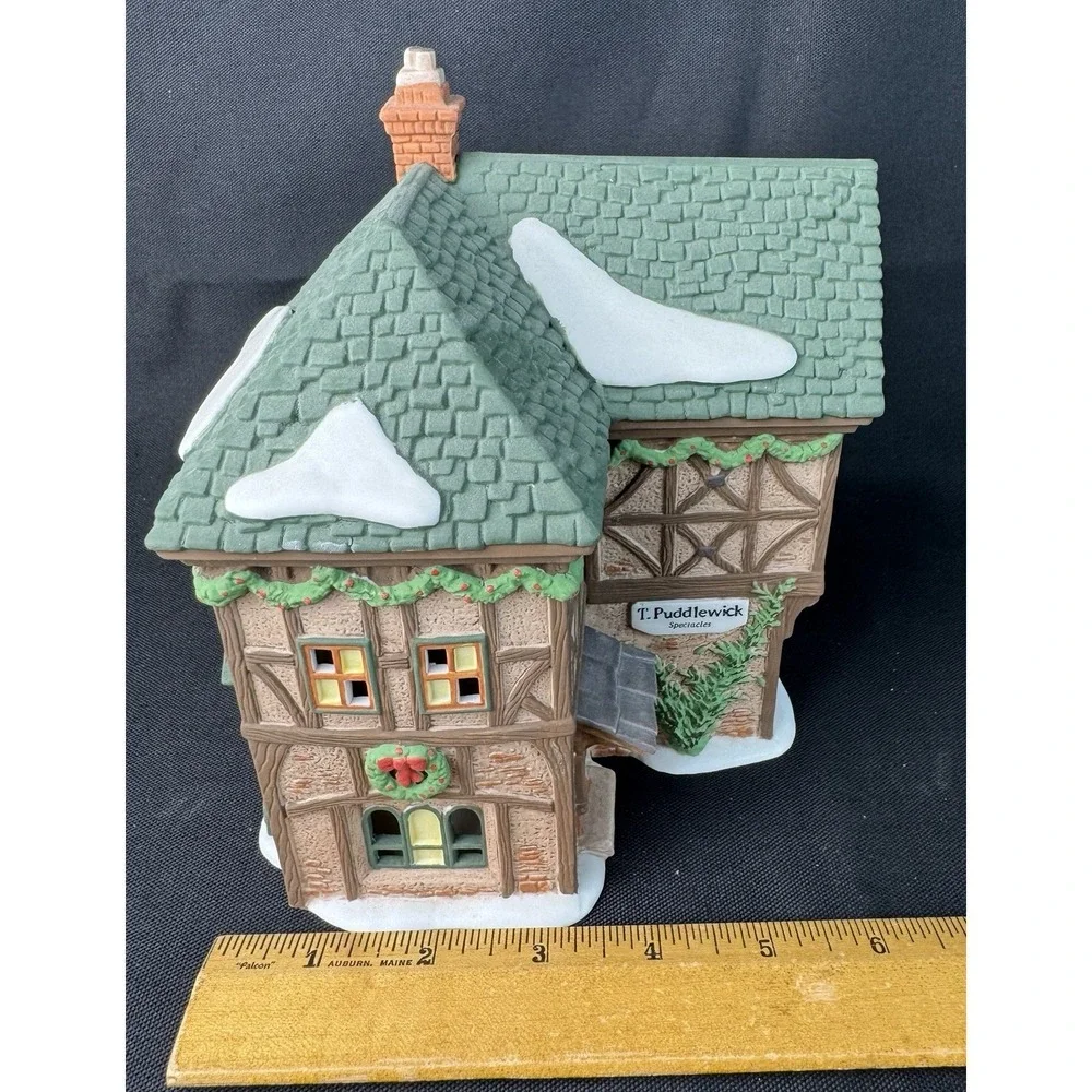 Vintage 1995 Department 56 Heritage Village T. Puddlewick Spectacle Shop Light